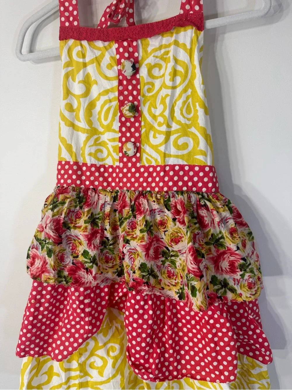 Pier 1 Imports Apron Floral Ruffle Cotton